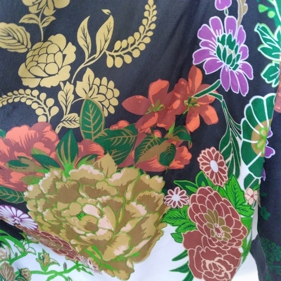 Arden B Oversized Floral Satin Off the Shoulder Quarter Sleeve Blouse Size xs - Picture 5 of 10